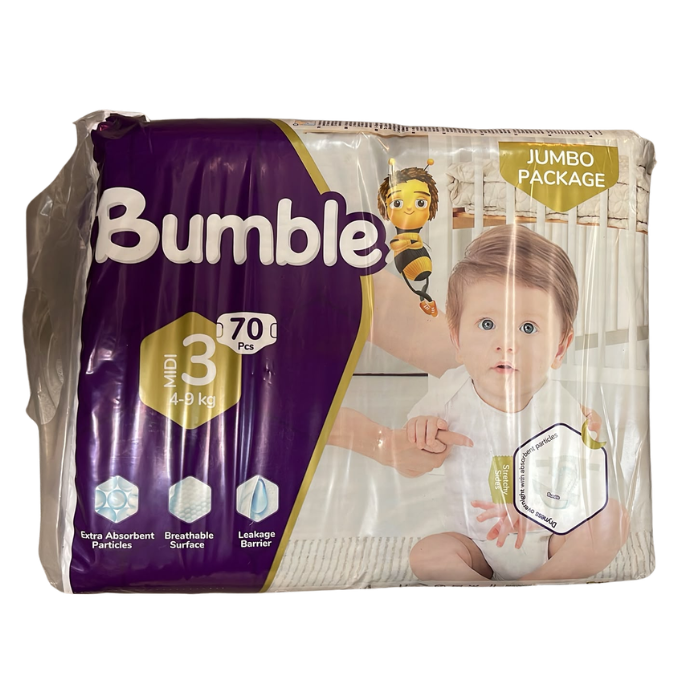 Bumble Couches Bébé Midi 3 (4-9kg) - 70 pièces