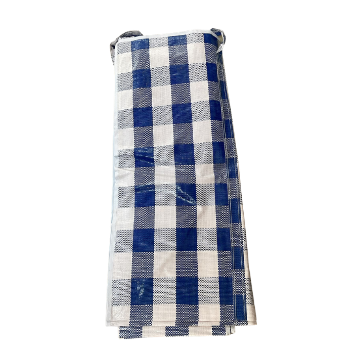 Sac Cabas Tissé Damier Bleu & Blanc Grand Format