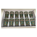 Coffret 12 Verres à Thé Marocains Dorés Motif Floral Bleu & Vert