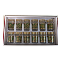 Coffret 12 Verres à Thé Marocains Dorés Motif Floral Vert & Rouge