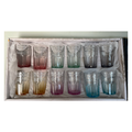 Coffret 12 Verres à Thé Marocains Colorés Gravés