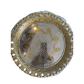 Plateau Rond Oriental Doré & Argenté Ajouré 55x55cm