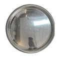 Plateau Rond Oriental Argenté Gravé Grec 55x55cm