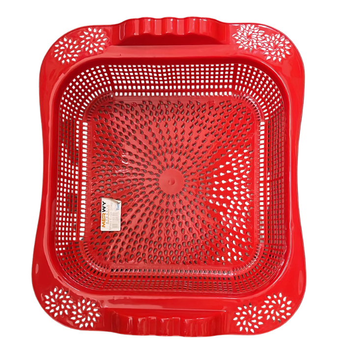 Panier Corbeille Carré Rouge avec Poignée