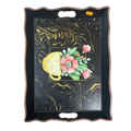 Plateau de Service Noir Motif Floral