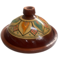 Tajine Artisanal Peint Motif Feuilles Multicolores 32 cm
