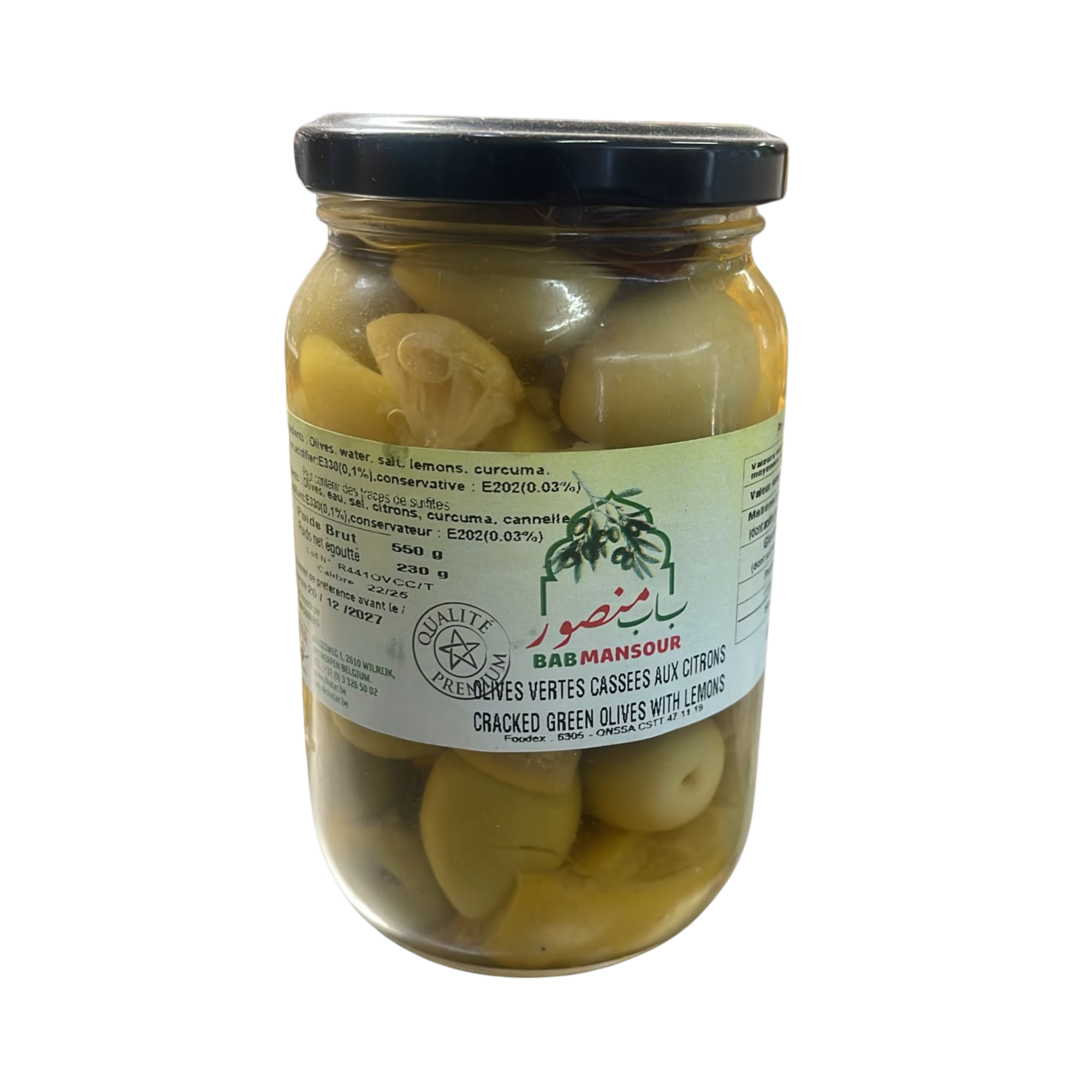 OLIVES VERTES CASSEES AU CITRON 550G
