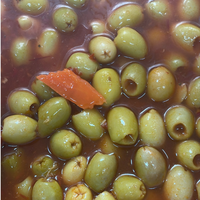 Olive  vert piquant dénoyauté
